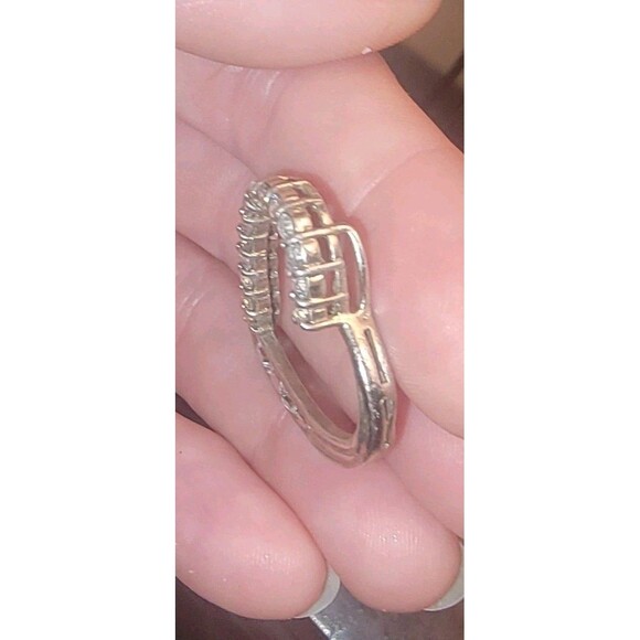 Sterling Silver Open Heart slide Pendant w Round & Baguette Diamonds signed JG - Picture 10 of 16